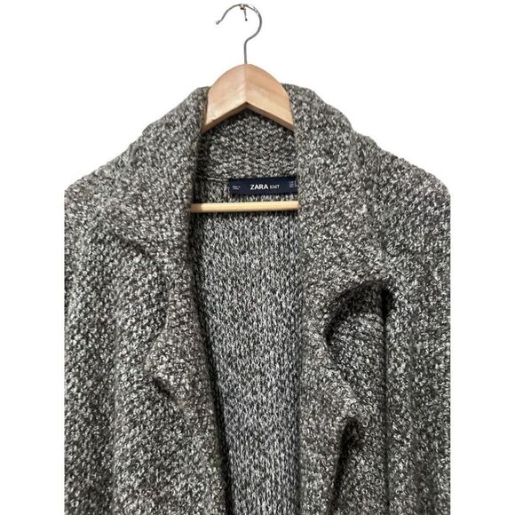 Zara Knit Black White Open Front Duster Cardigan size s Oversized Chunky Knit - Picture 4 of 10
